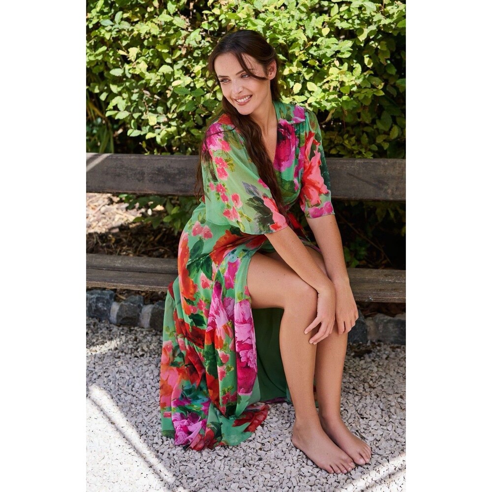 Floral Wrap Dress Maxi Dress With Flutter Sleeves